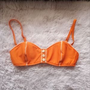 Trinia Turk Orange & White Bikini Top
